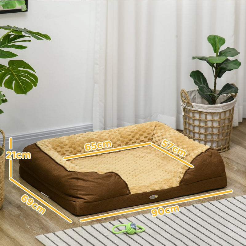 PawHut Dog Bed Calming Pet Bed Dog Mattress For Medium Dogs - Charcoal Grey/Brown