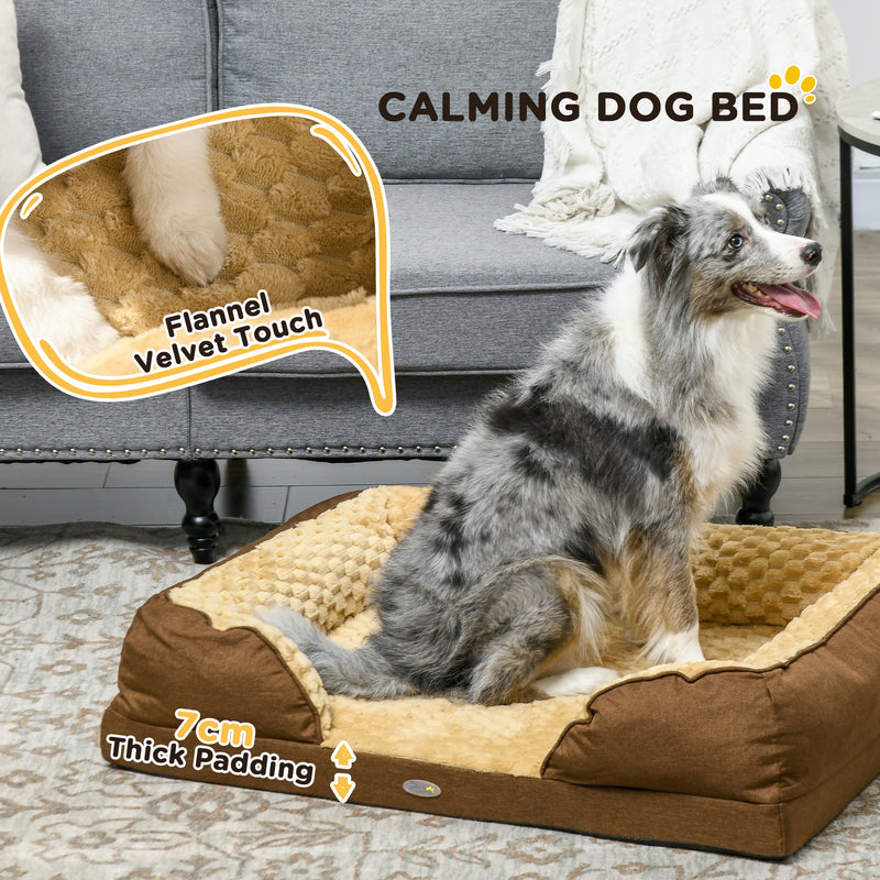 PawHut Dog Bed Calming Pet Bed Dog Mattress For Medium Dogs - Charcoal Grey/Brown