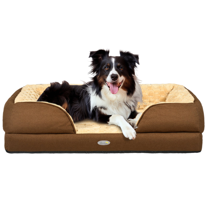 PawHut Dog Bed Calming Pet Bed Dog Mattress For Medium Dogs - Charcoal Grey/Brown