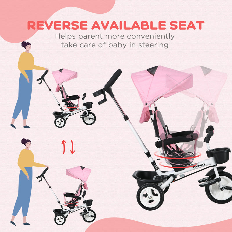 HOMCOM 6 In 1 Trike For Toddler 1-5 Years With Parent Handle