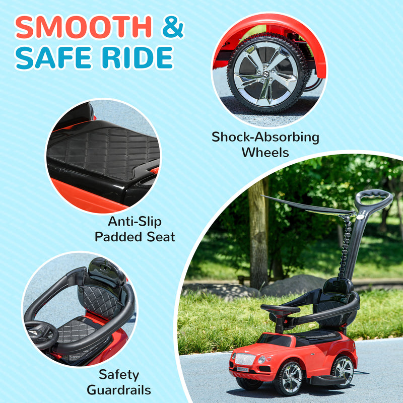 AIYAPLAY Bentley Bentayga Licensed Baby Push Car w/ Under Seat Storage - Red