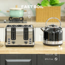 HOMCOM 1.7L 3000W Fast Boil Electric Kettle And 4 Slice Toaster Set, Black