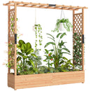 Outsunny Raised Bed for Garden with Trellis, Natural