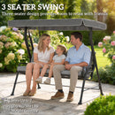 Outsunny 3-Seater Garden Swing Seat, Outdoor Swing Chair with Canopy, Grey