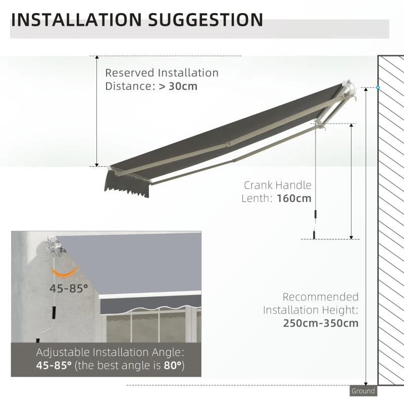 Outsunny  Retractable Awning  2.5m x 2m - Grey