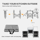 Outsunny Portable Folding Camping Kitchen with Windshield Light Stand Carry Bag