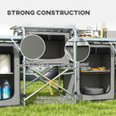 Outsunny Portable Folding Camping Kitchen with Windshield Light Stand Carry Bag