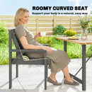 Outsunny Wood Garden Chair Outdoor Dining Chair with Curved Seat, Grey