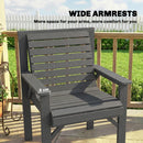 Outsunny Wood Garden Chair Outdoor Dining Chair with Curved Seat, Grey