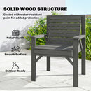 Outsunny Wood Garden Chair Outdoor Dining Chair with Curved Seat, Grey