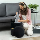 HOMCOM Round Pouffe Storage Footstool with Hidden Space