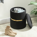 HOMCOM Round Pouffe Storage Footstool with Hidden Space