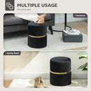 HOMCOM Round Pouffe Storage Footstool with Hidden Space
