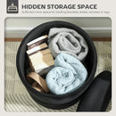 HOMCOM Round Pouffe Storage Footstool with Hidden Space