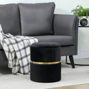 HOMCOM Round Pouffe Storage Footstool with Hidden Space