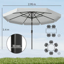 Outsunny 3 m Garden Parasol with Tilt & Crank, UPF30+ Outdoor Table Umbrella
