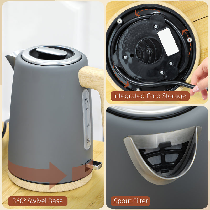 HOMCOM 1.7L Electric Fast Boil Kettle and 2 Slice Toaster Set