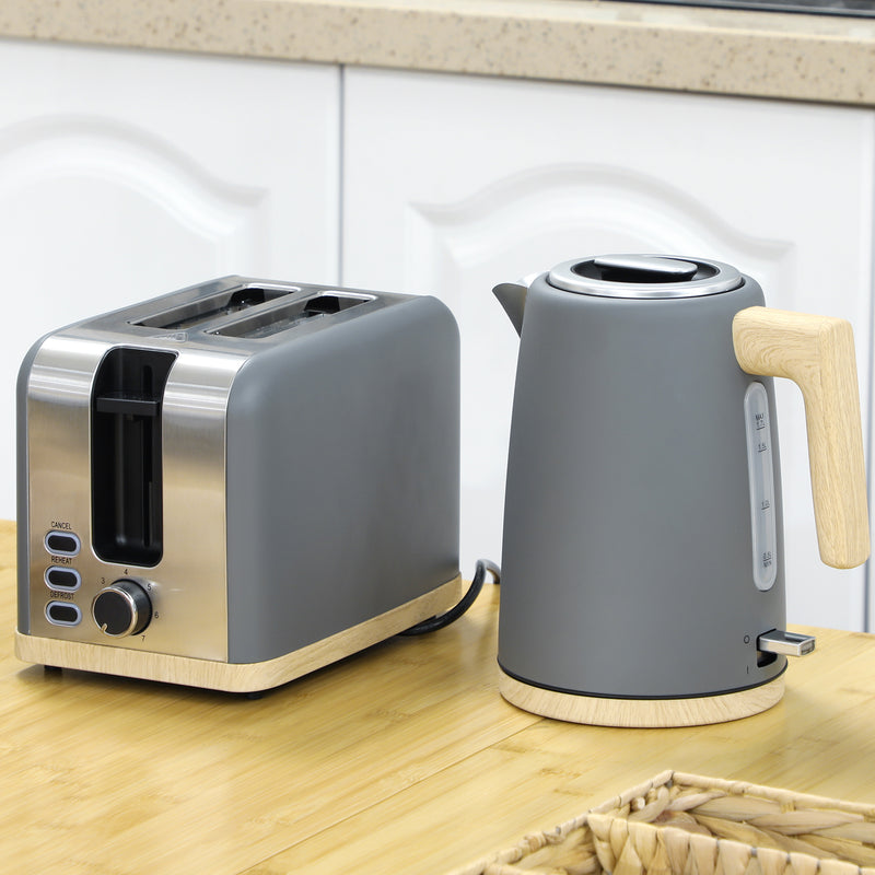 HOMCOM 1.7L Electric Fast Boil Kettle and 2 Slice Toaster Set