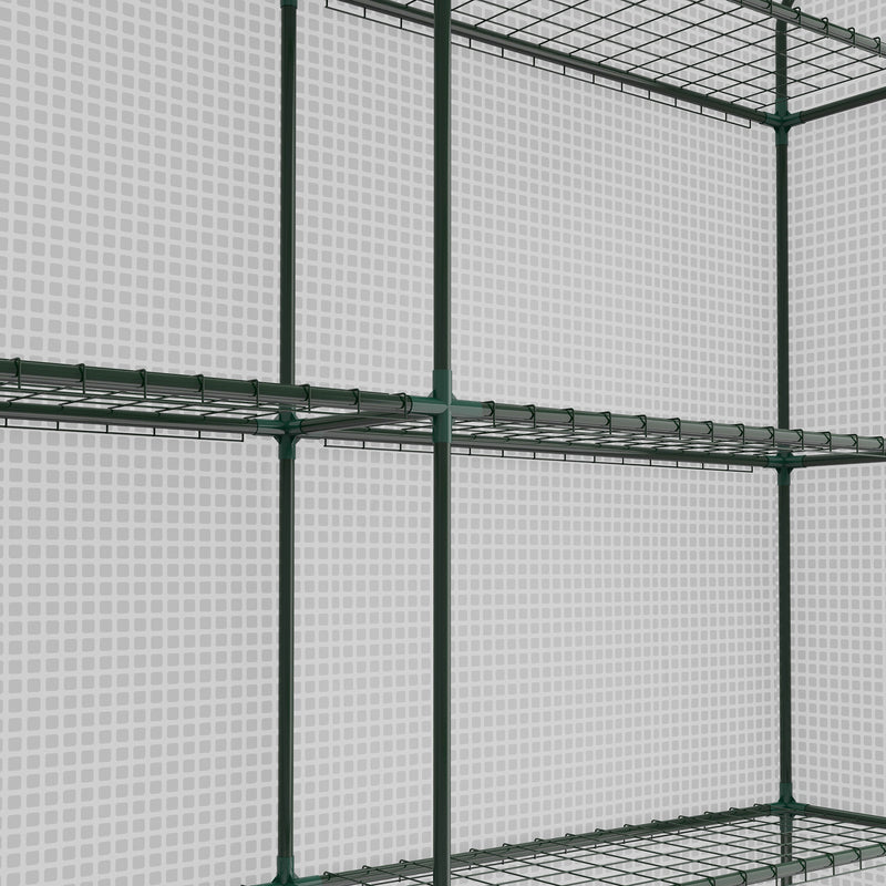 Outsunny Walk-in Garden Greenhouse Shelves Polytunnel Steeple Grow House