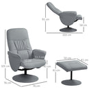 HOMCOM PU Leather Armchair And Footrest Swivel Recliner W/ Ottoman Light Grey/Cream/Dark Grey