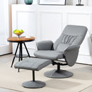 HOMCOM PU Leather Armchair And Footrest Swivel Recliner W/ Ottoman Light Grey/Cream/Dark Grey