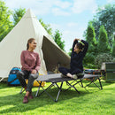 Outsunny Double Camping Folding Cot Portable Sleeping Bed, Charcoal Grey