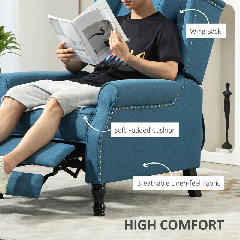 HOMCOM Manual Cream White Reclining Armchair Recliner With Footrest