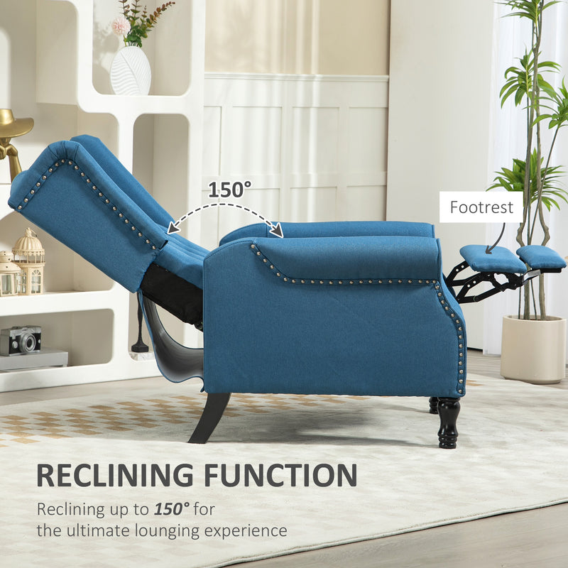 HOMCOM Manual Cream White Reclining Armchair Recliner With Footrest