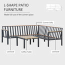 Outsunny Corner Sofa Set L Shape with Table - Dark Grey