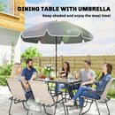 Outsunny 8 Piece Garden Dining Set With 6 Folding Chairs And Umbrella, Cream