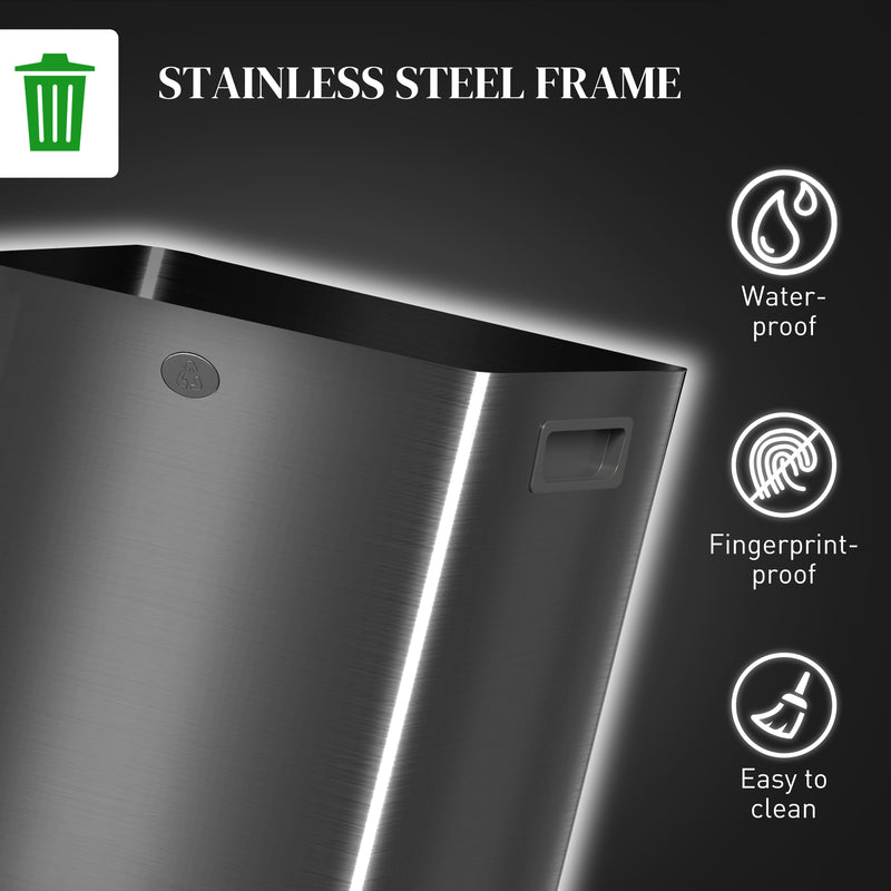 HOMCOM 2 x 20L Dual Kitchen Bin Pedal Bin for Recycling and Waste