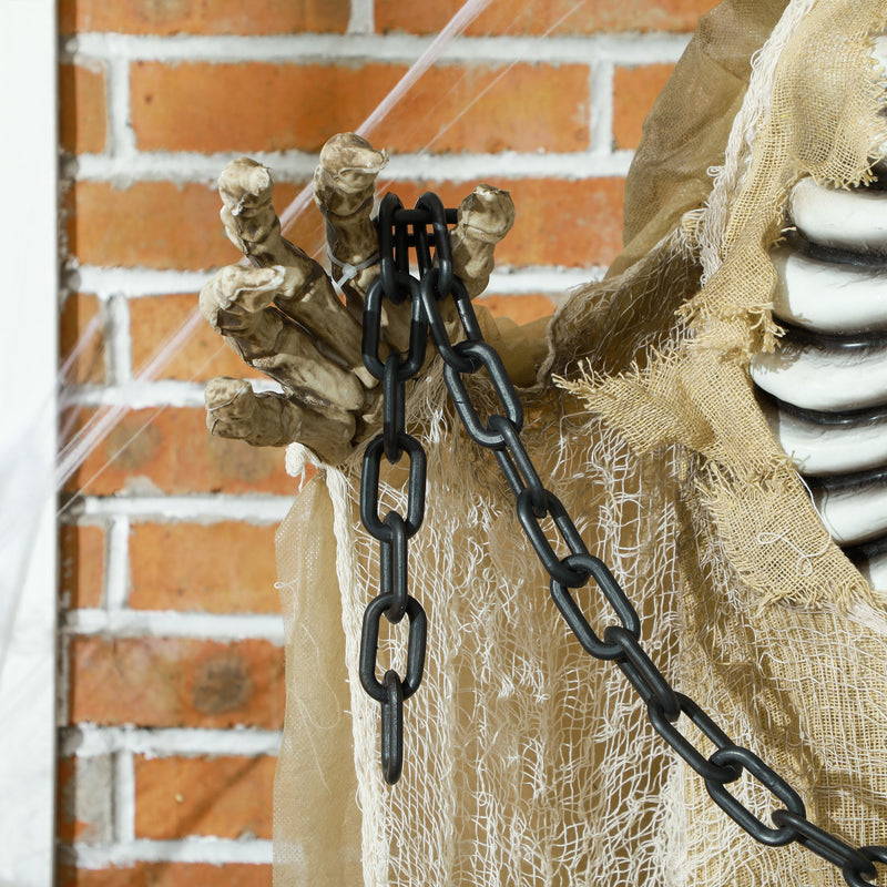 HOMCOM Hanging Halloween Skeleton Animatronic Prop for Indoor Outdoor