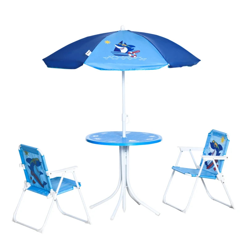 Outsunny Kids  Table Chair &  Umbrella  set Ages 3-6 Years - Blue