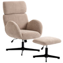 HOMCOM Swivel Armchair With Footstool, Rocking Accent Chair, Light Brown