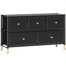 HOMCOM Fabric Chest Of Drawers With PU Leather Surface, For Bedroom