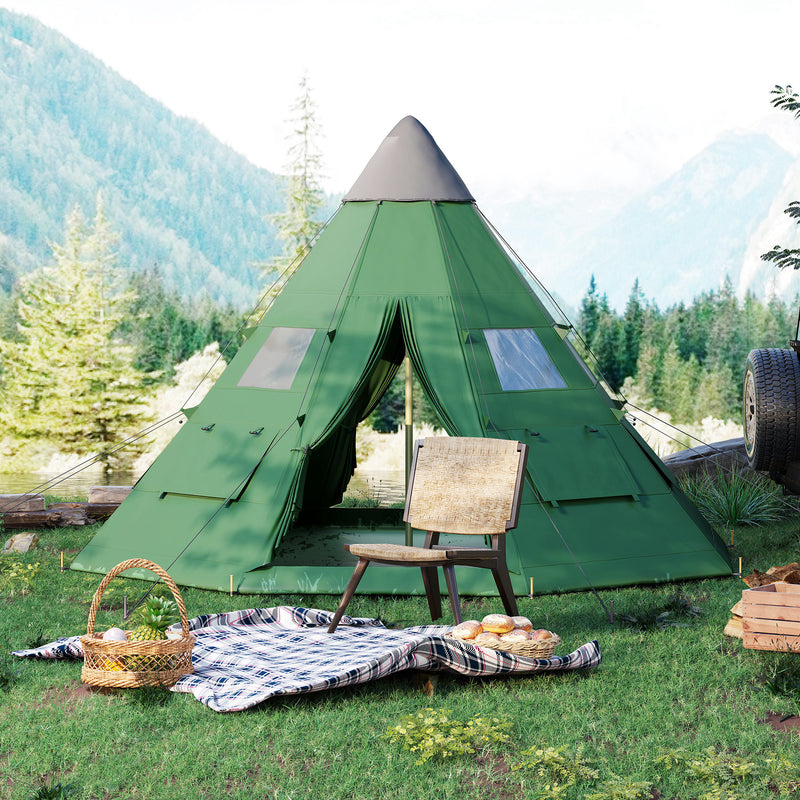 Outsunny 6-7 Person Large Family Party Camping Tent W/ Carrying Bag