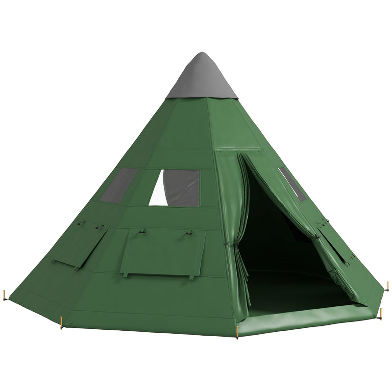 Outsunny 6-7 Person Large Family Party Camping Tent W/ Carrying Bag