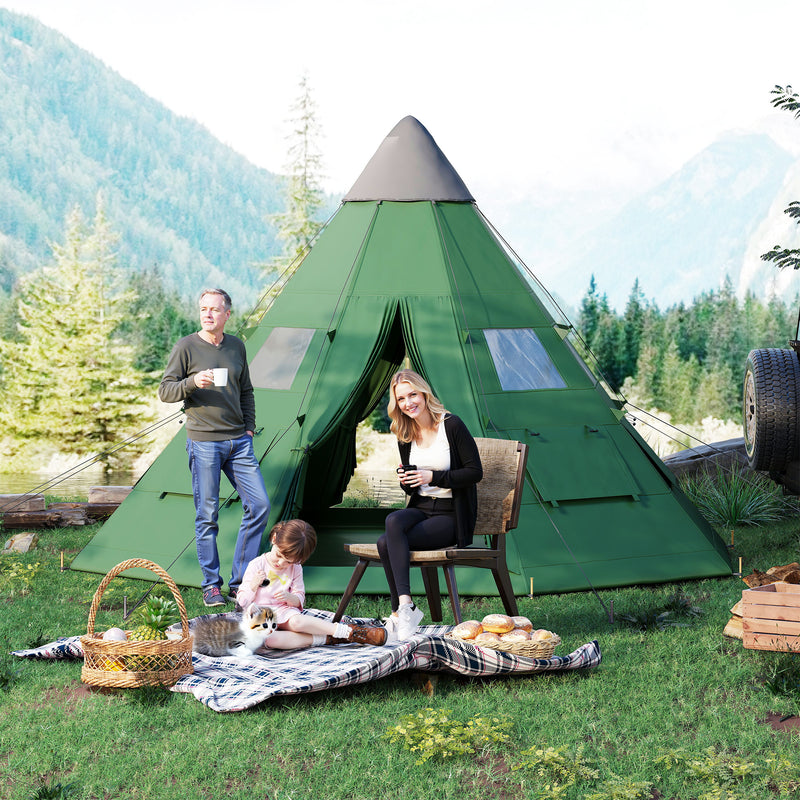 Outsunny 6-7 Person Large Family Party Camping Tent W/ Carrying Bag
