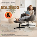 HOMCOM Swivel Armchair With Footstool, Rocking Accent Chair, Grey