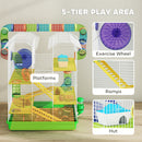 PawHut 5 Tiers Hamster Cage Animal Travel Carrier Habitat, Green