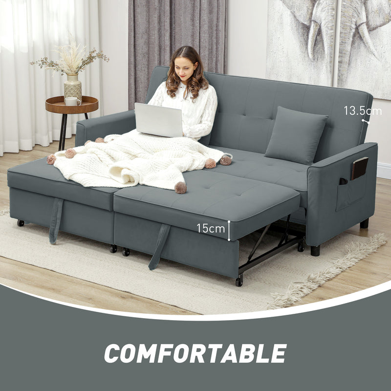 HOMCOM Reversible L-Shaped Sectional Sofa Bed with Cushions