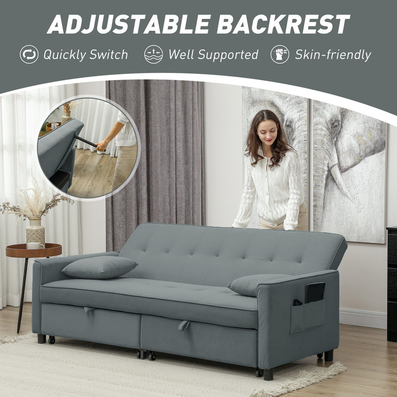 HOMCOM Reversible L-Shaped Sectional Sofa Bed with Cushions