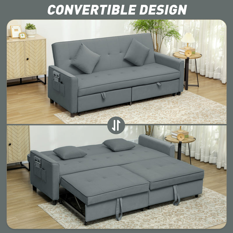 HOMCOM Reversible L-Shaped Sectional Sofa Bed with Cushions