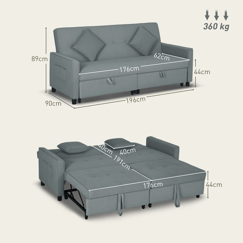 HOMCOM Reversible L-Shaped Sectional Sofa Bed with Cushions