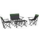 Outsunny 4 Piece Foldable Camping Table And Chairs Set - Black