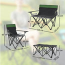 Outsunny 4 Piece Foldable Camping Table And Chairs Set - Black