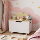 AIYAPLAY Toy Box For Kids, Toy Chest With Wheels And Safety Hinges, White