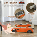 PawHut 2 in 1 Cat Scratching Board with Catnip, Car-shaped Cat Scratch Bed