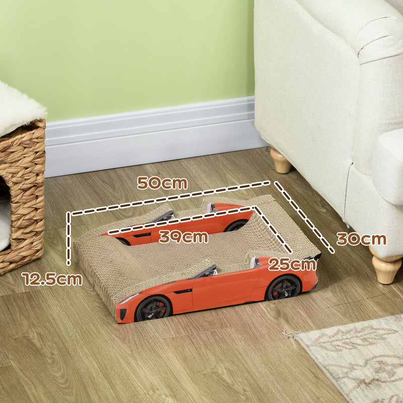 PawHut 2 in 1 Cat Scratching Board with Catnip, Car-shaped Cat Scratch Bed
