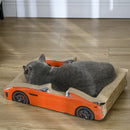 PawHut 2 in 1 Cat Scratching Board with Catnip, Car-shaped Cat Scratch Bed
